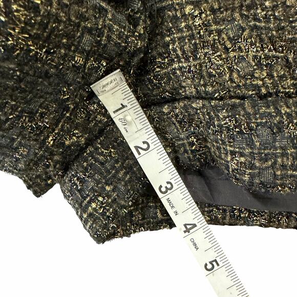 Express Metallic Tweed Shorts Womens 6 Black Gold Pockets Cuffed Lined Chic Y2K - Picture 9 of 13